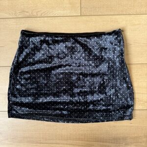 Le Lis Black & White Polkadot Velvet mini skirt Size Medium NWT